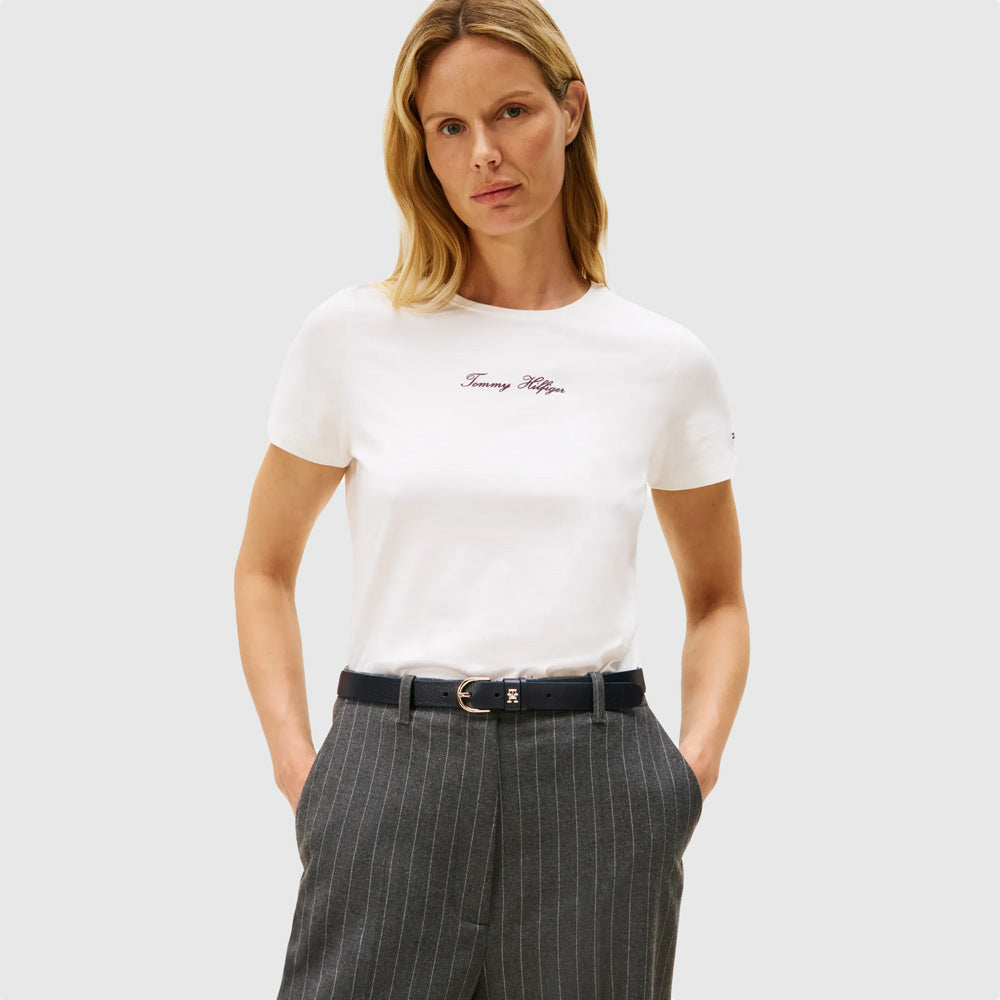 Tommy Hilfiger Classic Script T-Shirt - Ecru |ThirdBaseUrban