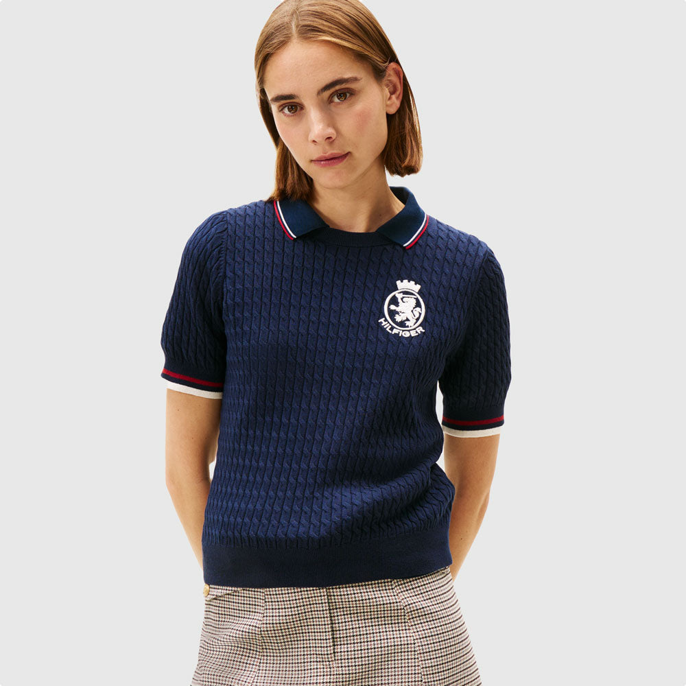 Tommy Hilfiger Cable Graphic Golfer - Navy |ThirdBaseUrban