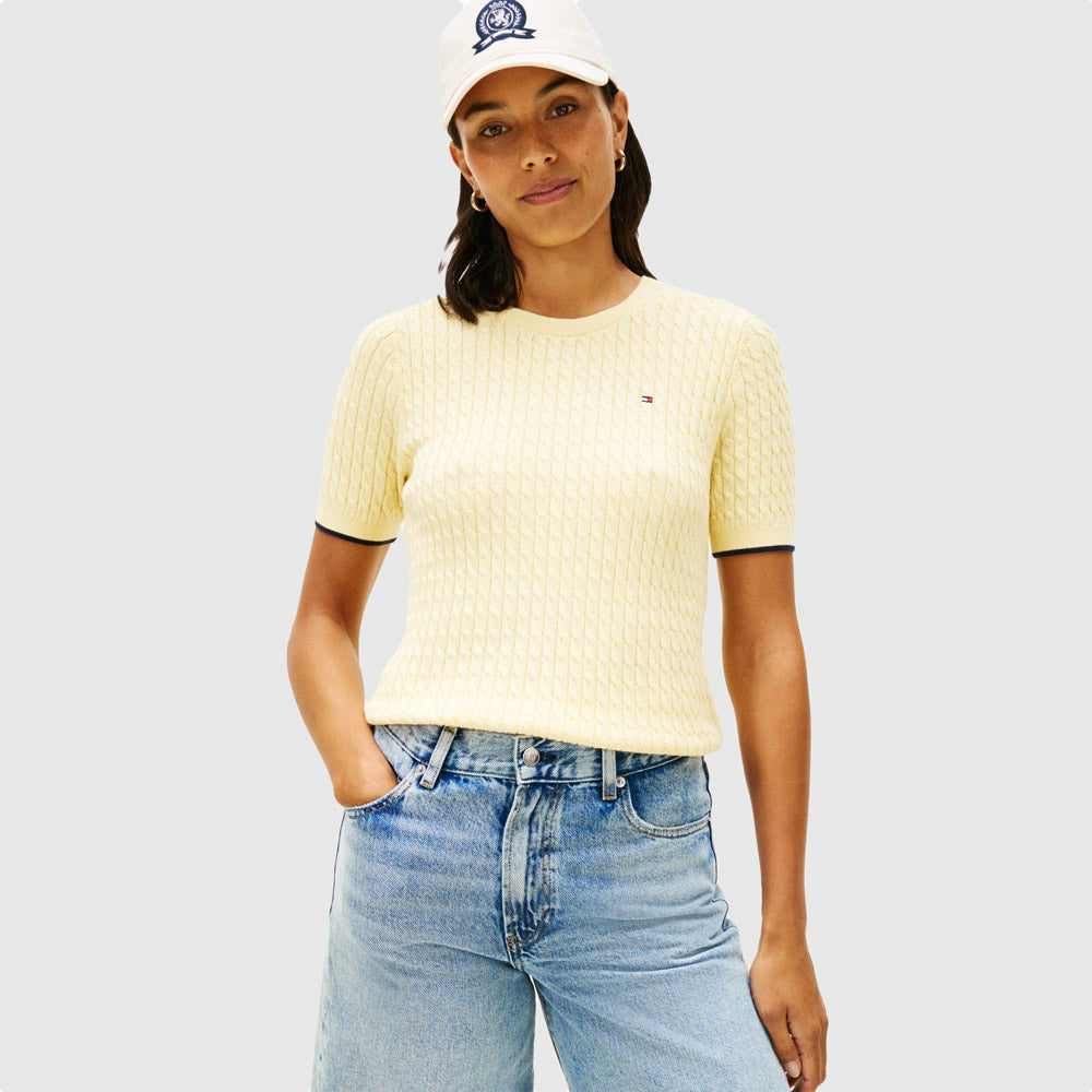 Tommy Hilfiger Cable Fine Sweatshirt - Yellow |ThirdBaseUrban