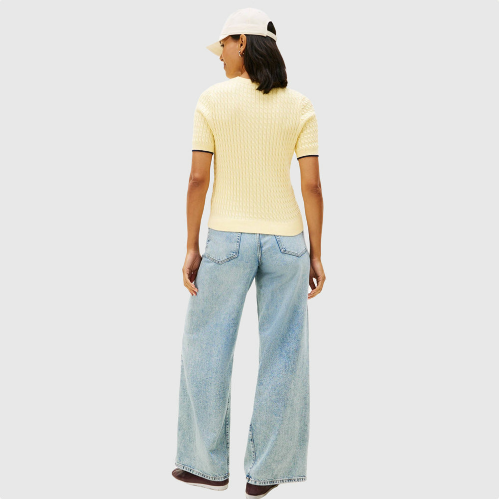 Cable Fine Sweatshirt - Yellow