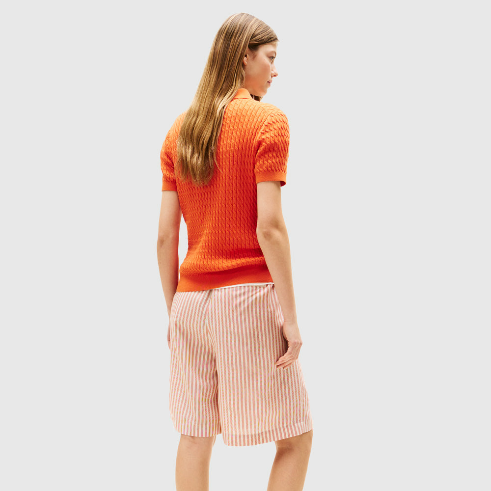 Cable Knit Shirt - Orange