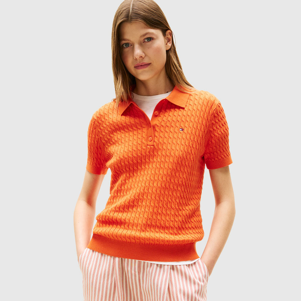 Tommy Hilfiger Cable Knit Shirt - Orange |ThirdBaseUrban