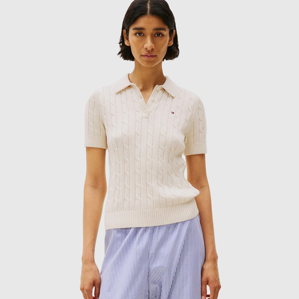 Tommy Hilfiger Cable Golfer - Ivory |ThirdBaseUrban
