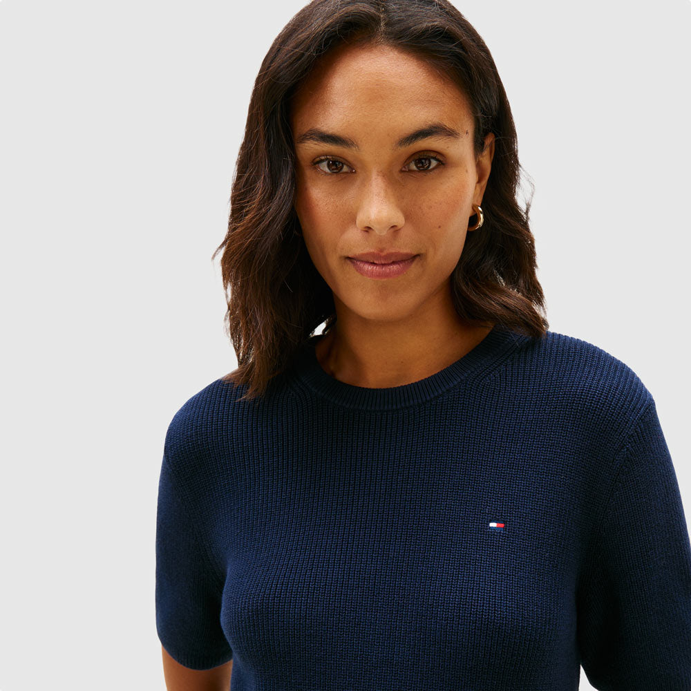Cable Fine Sweater - Navy Multi