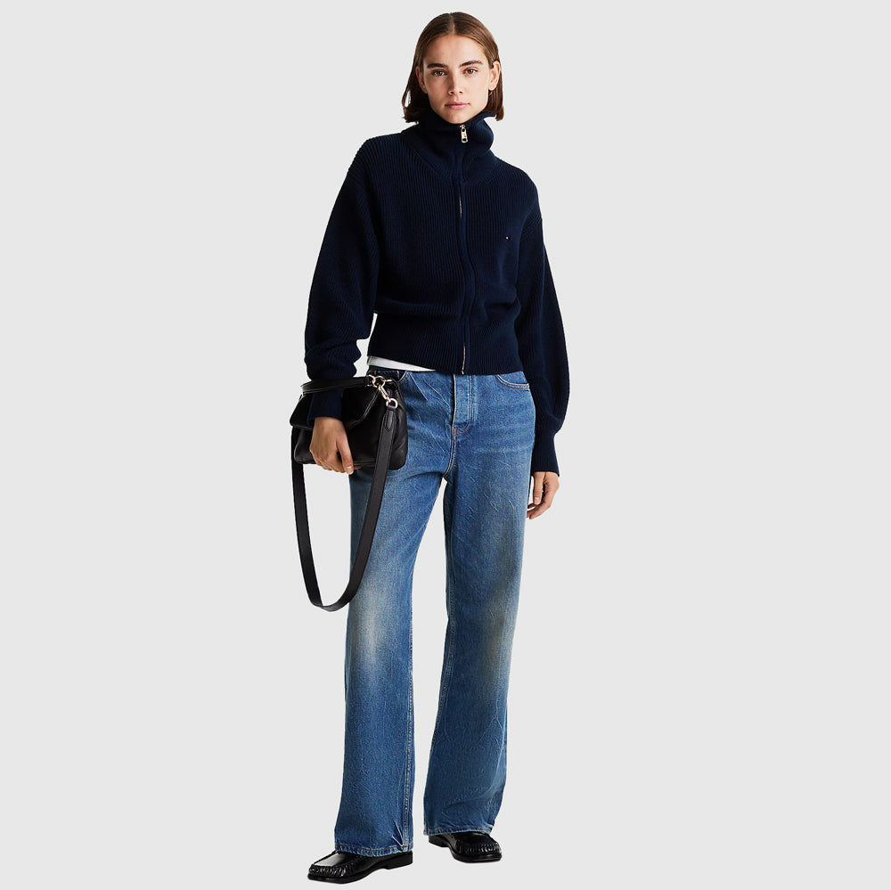 Cardigan Zip Sweatshirt- Navy