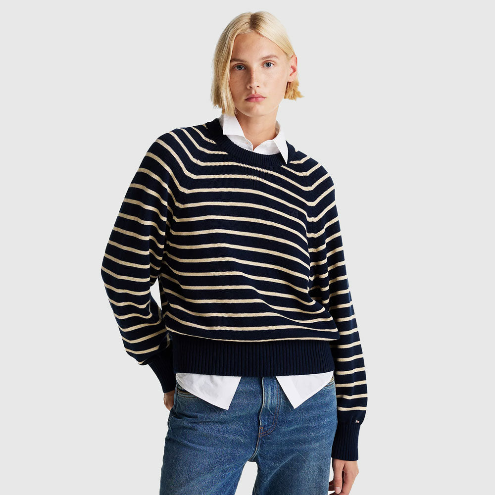 Knit Trui Donkerblauwe Oversized Trui Tommy Hilfiger Branded