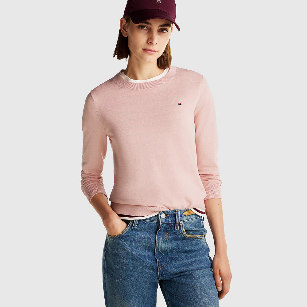 Tommy Hilfiger Jersey Stitch Sweater - Blush Pink |ThirdBaseUrban