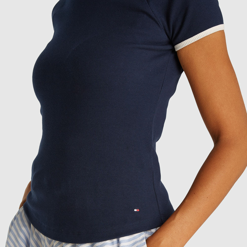 Contrast Ringer T-Shirt - Navy