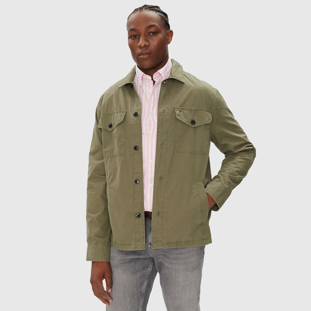 Tommy Hilfiger Cotton Twill Shirt Jacket - Olive |ThirdBaseUrban
