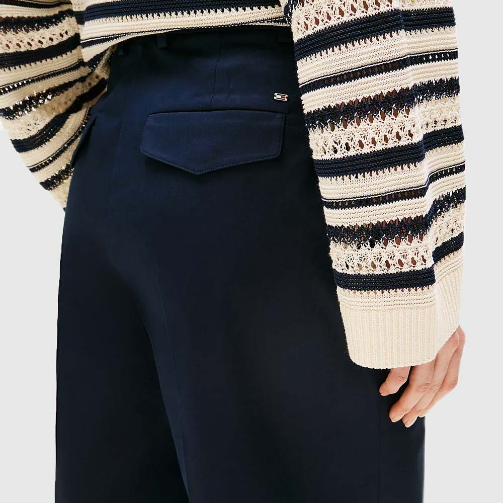 Wide Leg Ankle Chino Pant - Navy