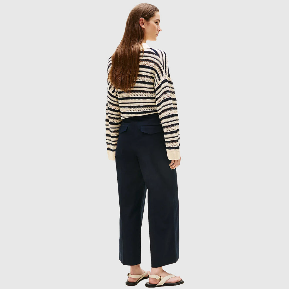 Wide Leg Ankle Chino Pant - Navy