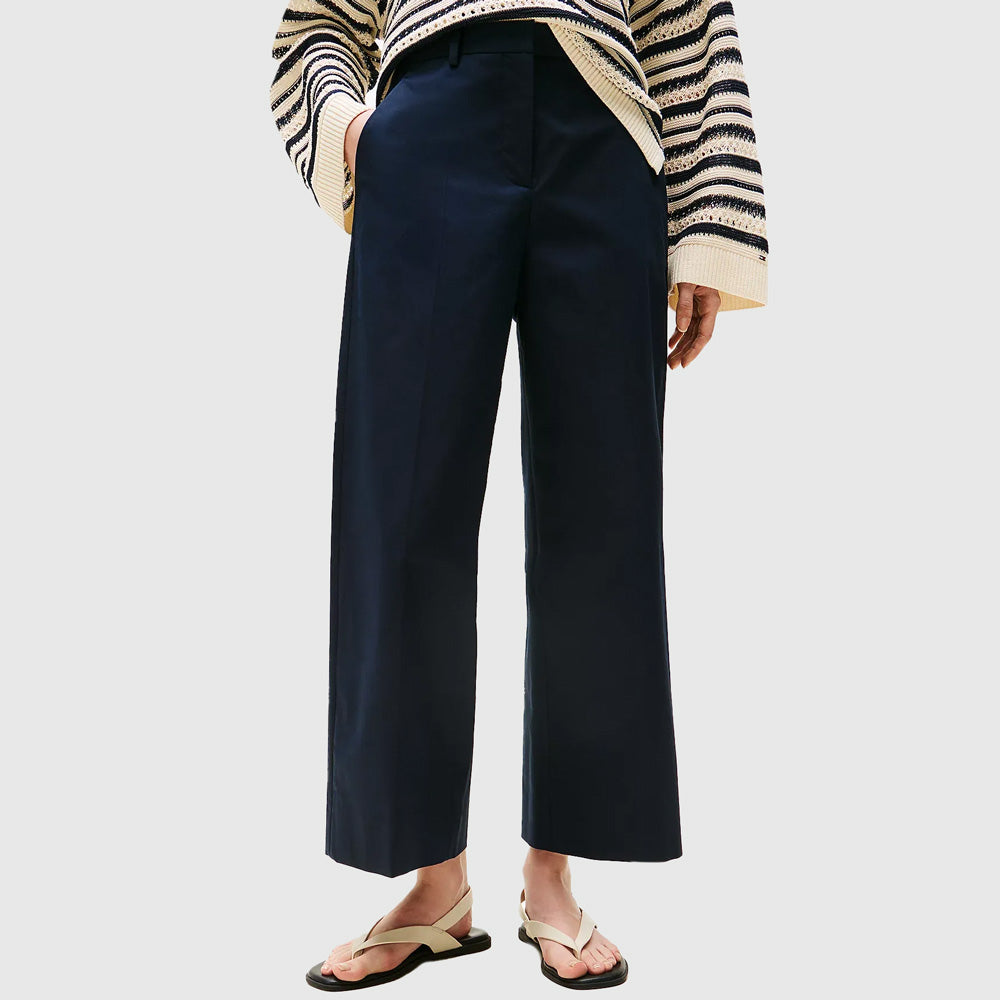 Tommy Hilfiger Wide Leg Ankle Chino Pant - Navy |ThirdBaseUrban