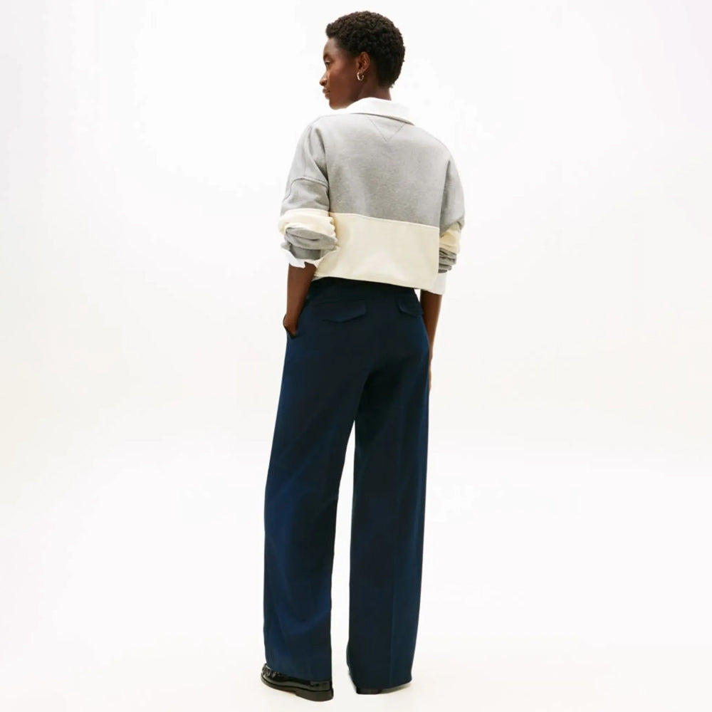 Wide Leg Cotton Pant - Dark Night Navy