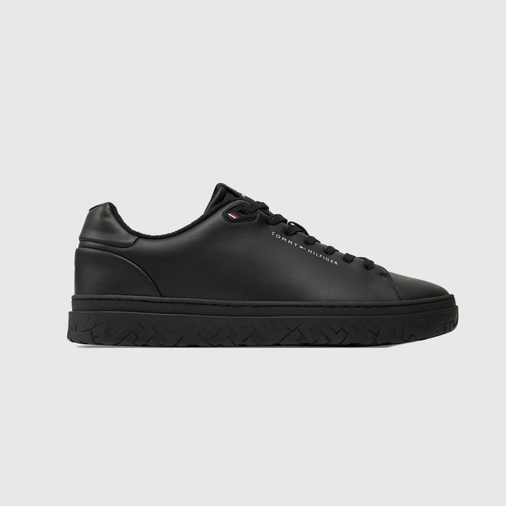 Tommy Hilfiger Court Leather Sneaker - Black |ThirdBaseUrban