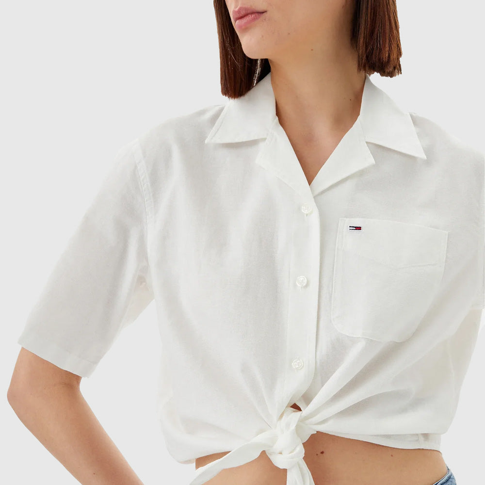 Linen Crop Shirt - Ecru