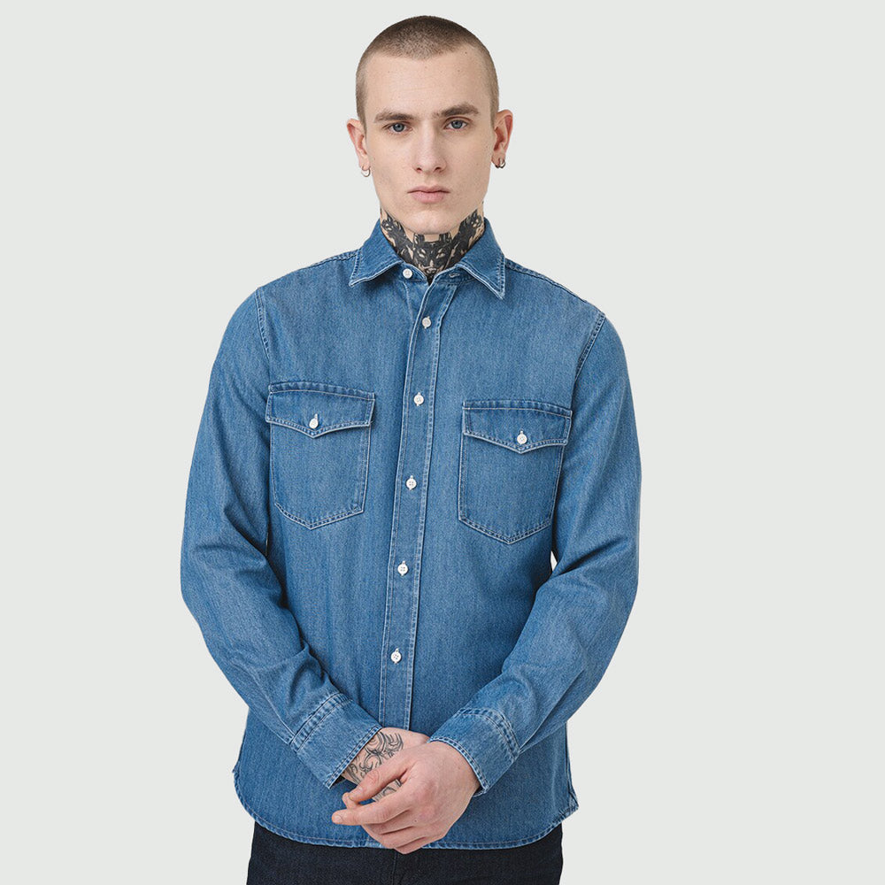 Tommy Hilfiger Denim Officer Shirt - Denim |ThirdBaseUrban