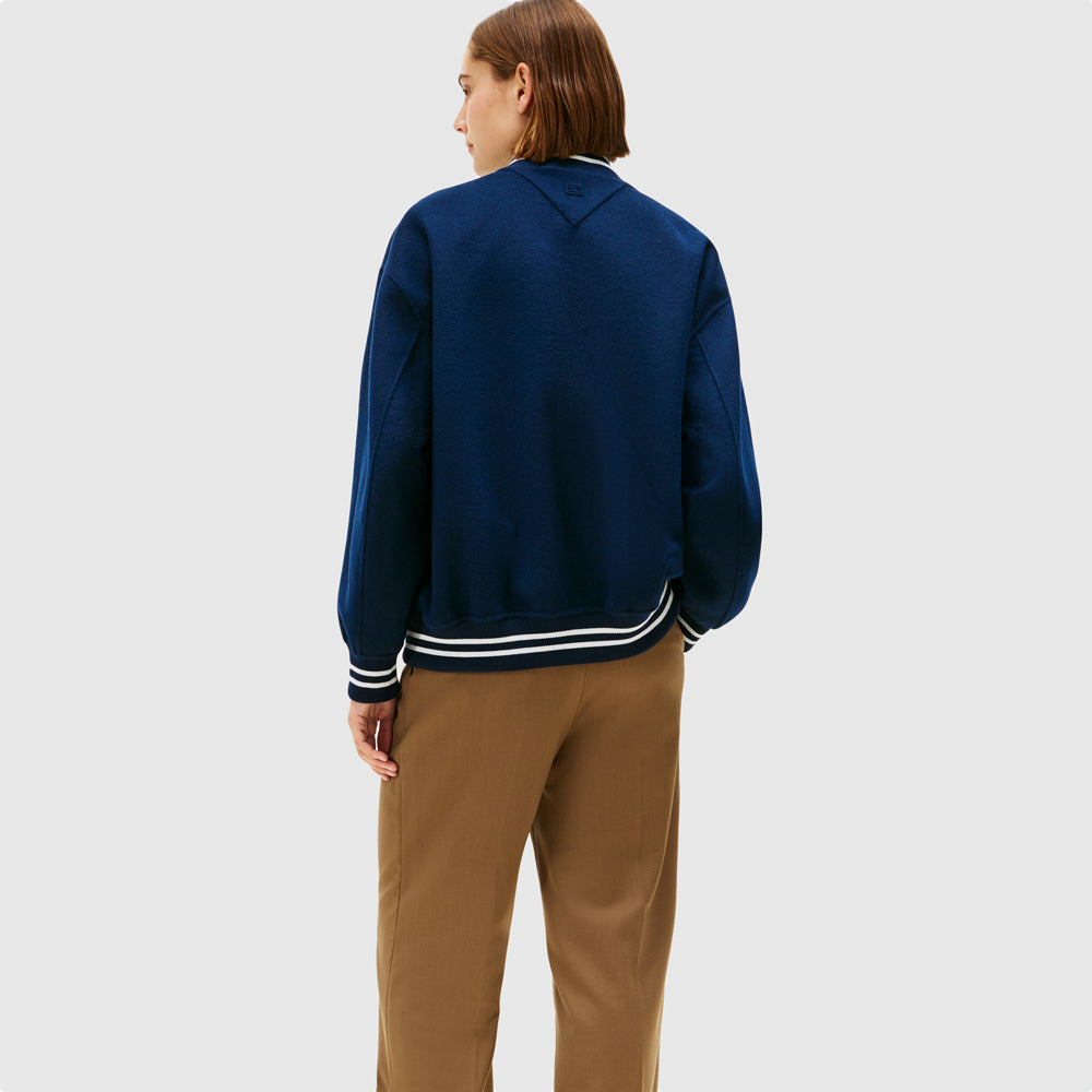 Wool Varsity Bomber - Dark Night Navy
