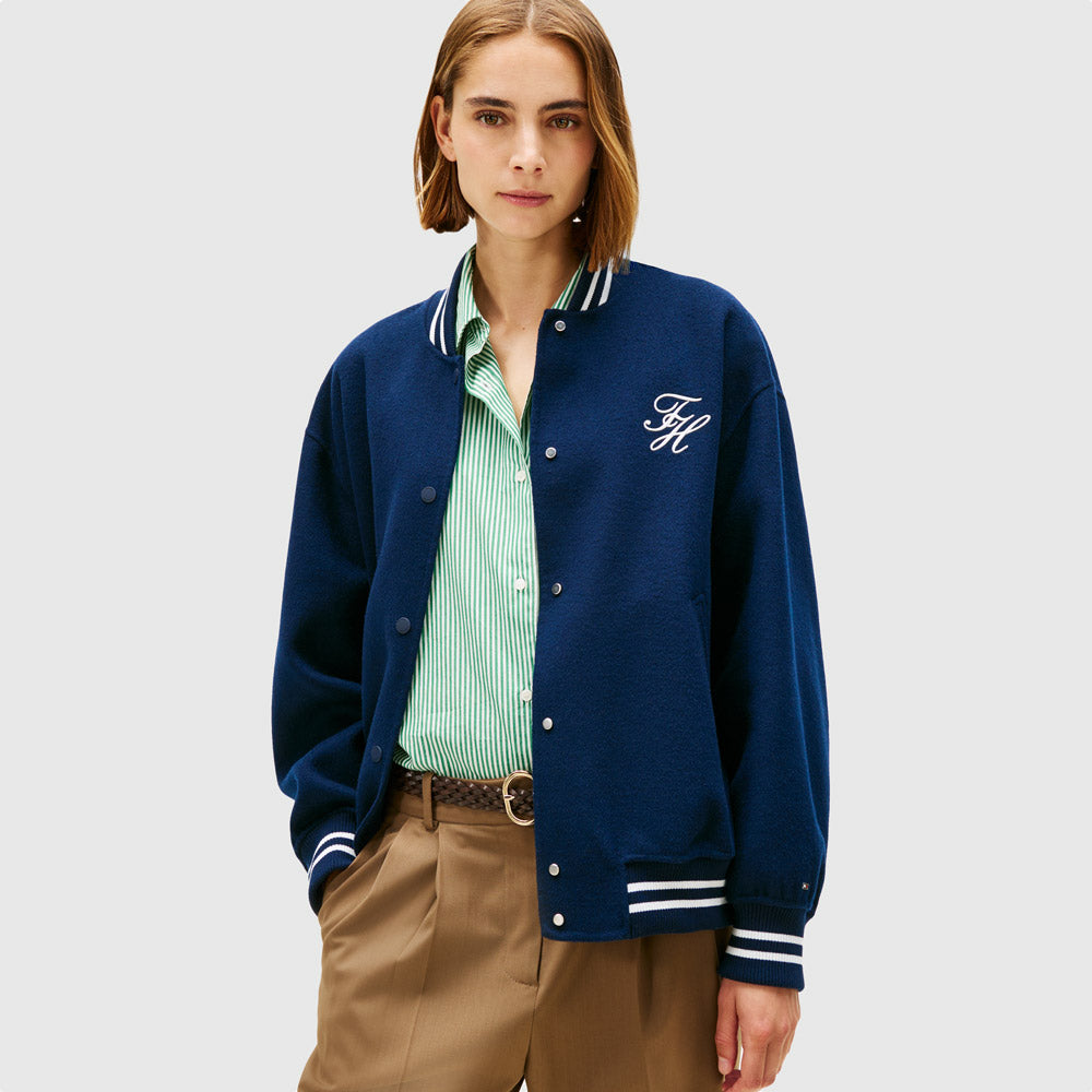 Tommy Hilfiger Wool Varsity Bomber - Dark Night Navy |ThirdBaseUrban
