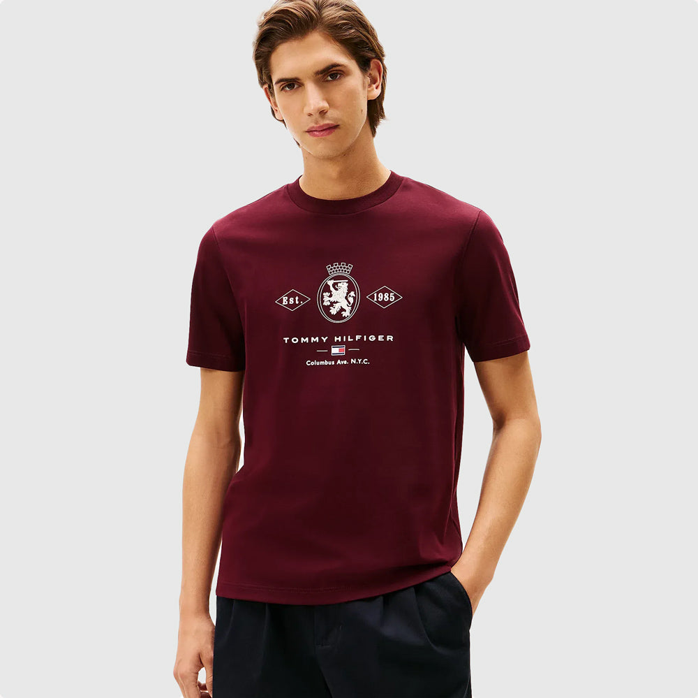 Tommy Hilfiger Diamond Crest Graphic T-Shirt - Burgundy |ThirdBaseUrban