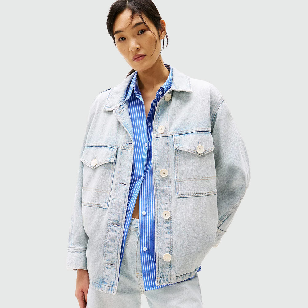 Tommy Hilfiger Oversized Utility Jacket - Denim Light |ThirdBaseUrban