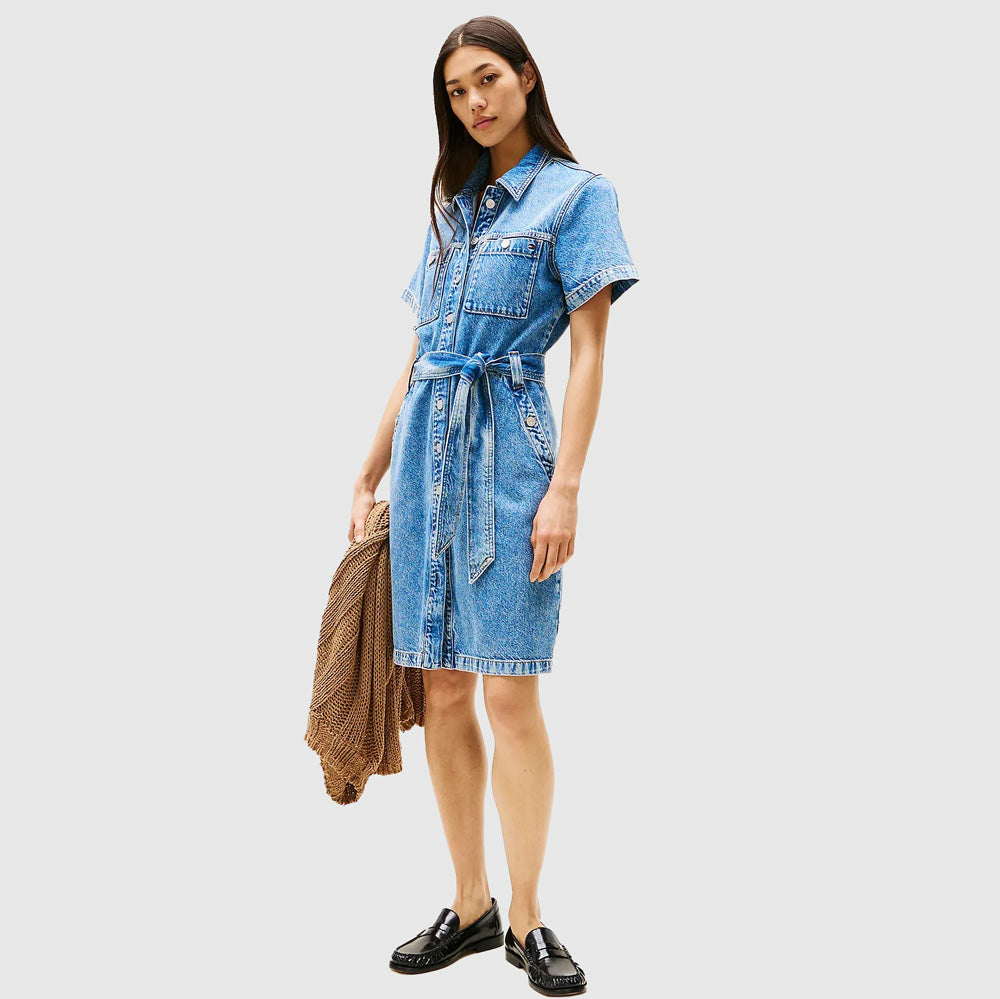  Tommy Hilfiger  Belted Dress - Denim Medium |ThirdBaseUrban