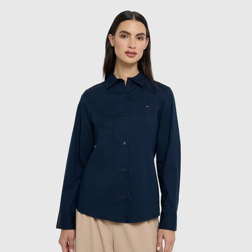 Tommy Hilfiger Poplin Regular Shirt - Navy |ThirdBaseUrban