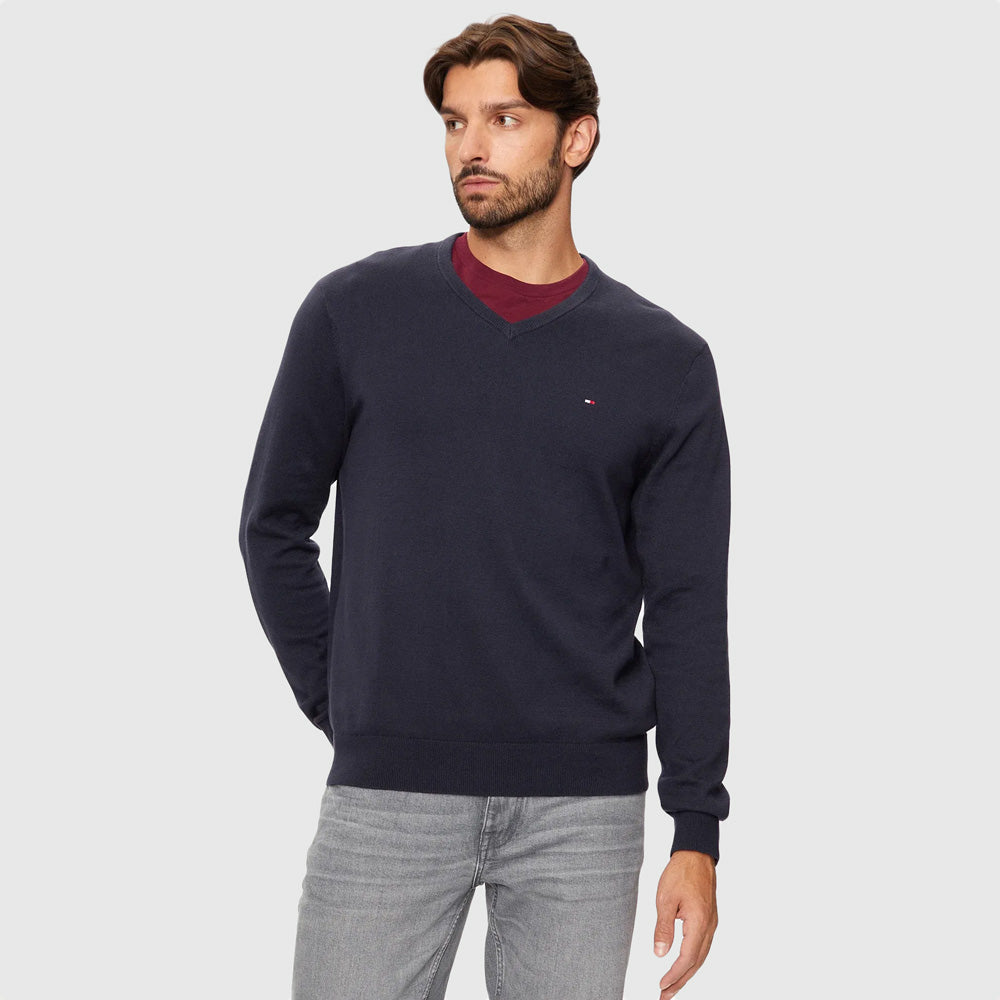 Tommy Hilfiger Essential V Neck Sweater - Navy |ThirdBaseUrban