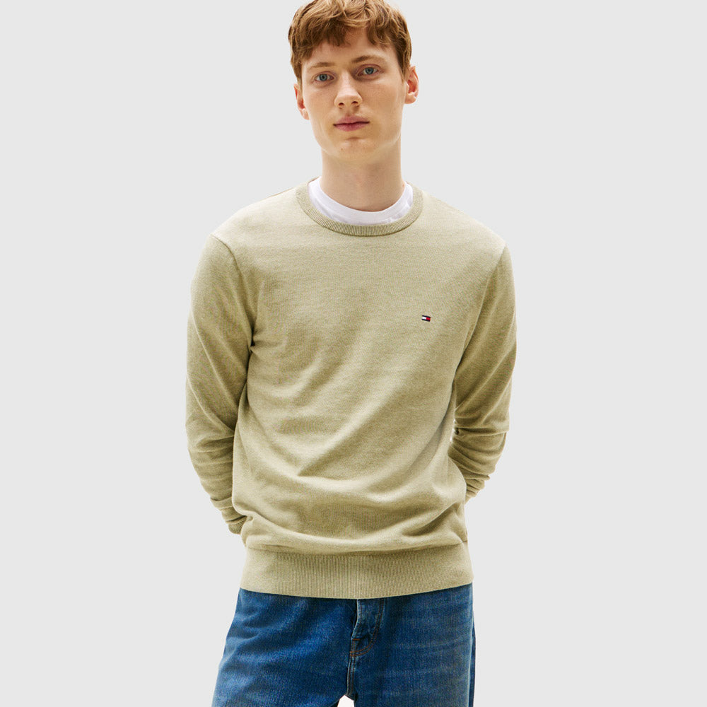 Tommy Hilfiger Essential Cotton Sweater - Olive |ThirdBaseUrban
