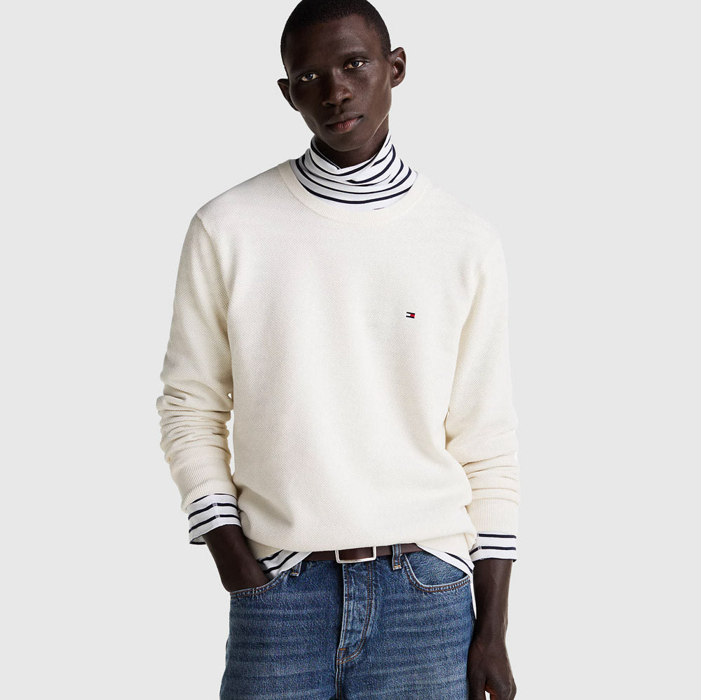 Tommy Hilfiger Essential Crew Sweater - Off White  |ThirdBaseUrban