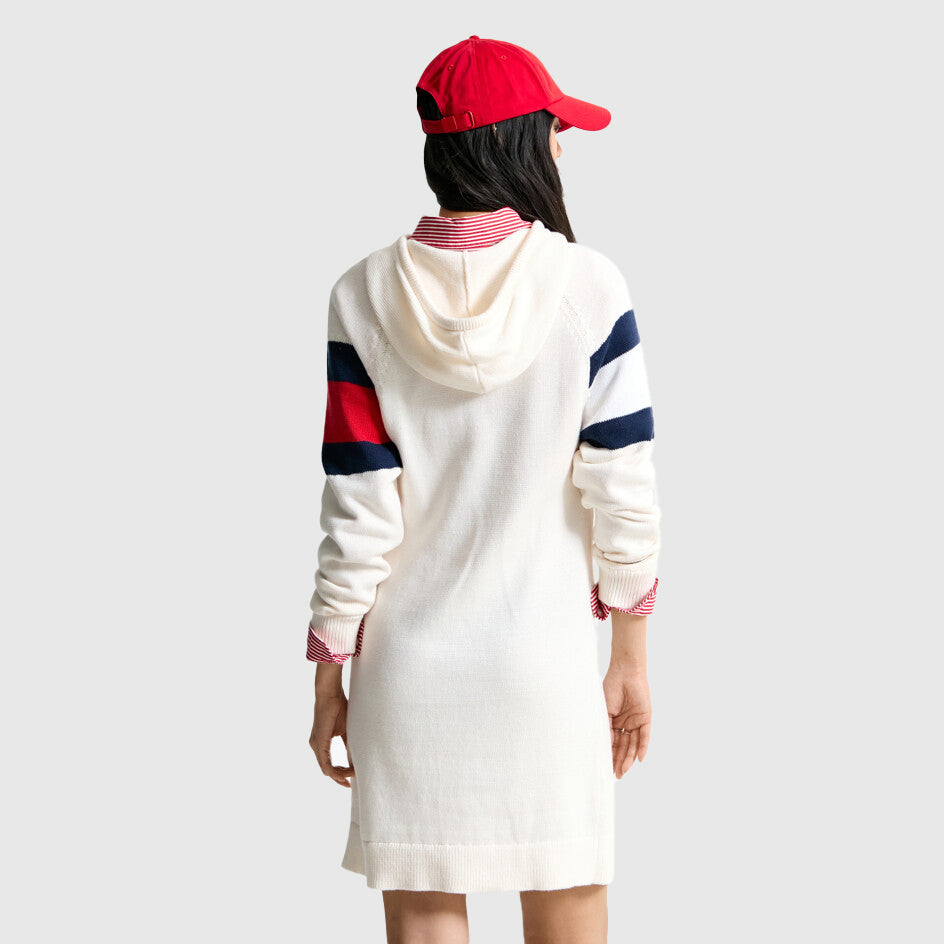 Flag Hood Sweater Dress - Off White