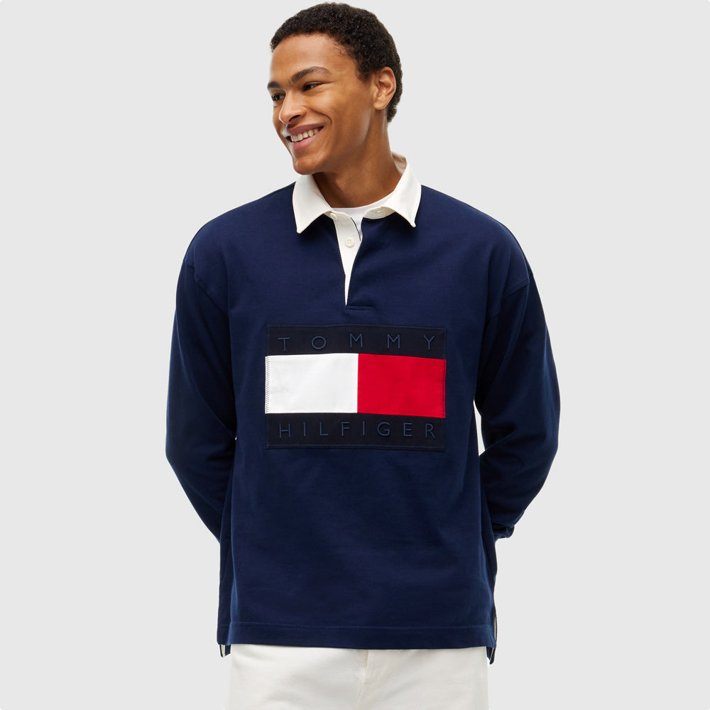 Tommy Hilfiger Flag Rugby Sweatshirt - Navy |ThirdBaseUrban