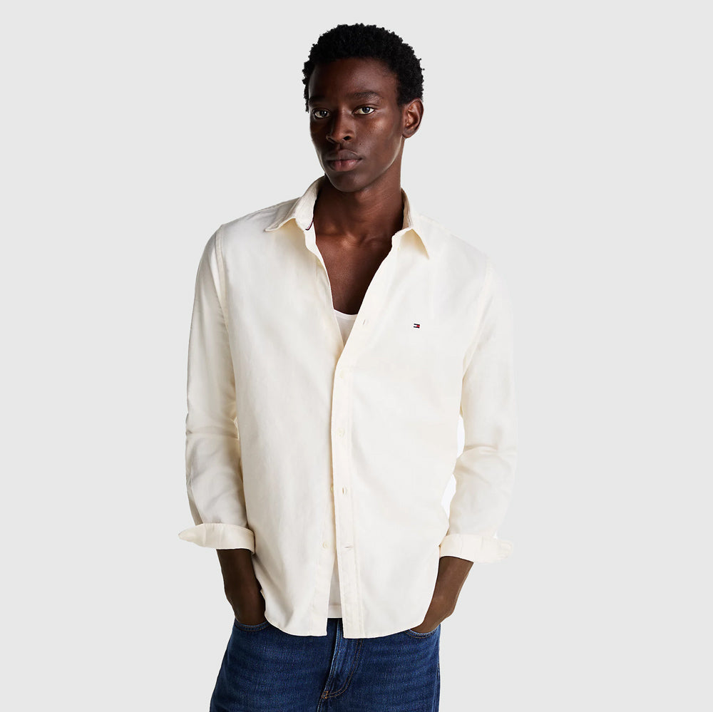 Tommy Hilfiger Flex Brushed Shirt - Ivory |ThirdBaseUrban