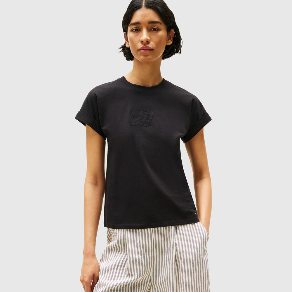 Tommy Hilfiger Floral Script T - Shirt - Black |ThirdBaseUrban
