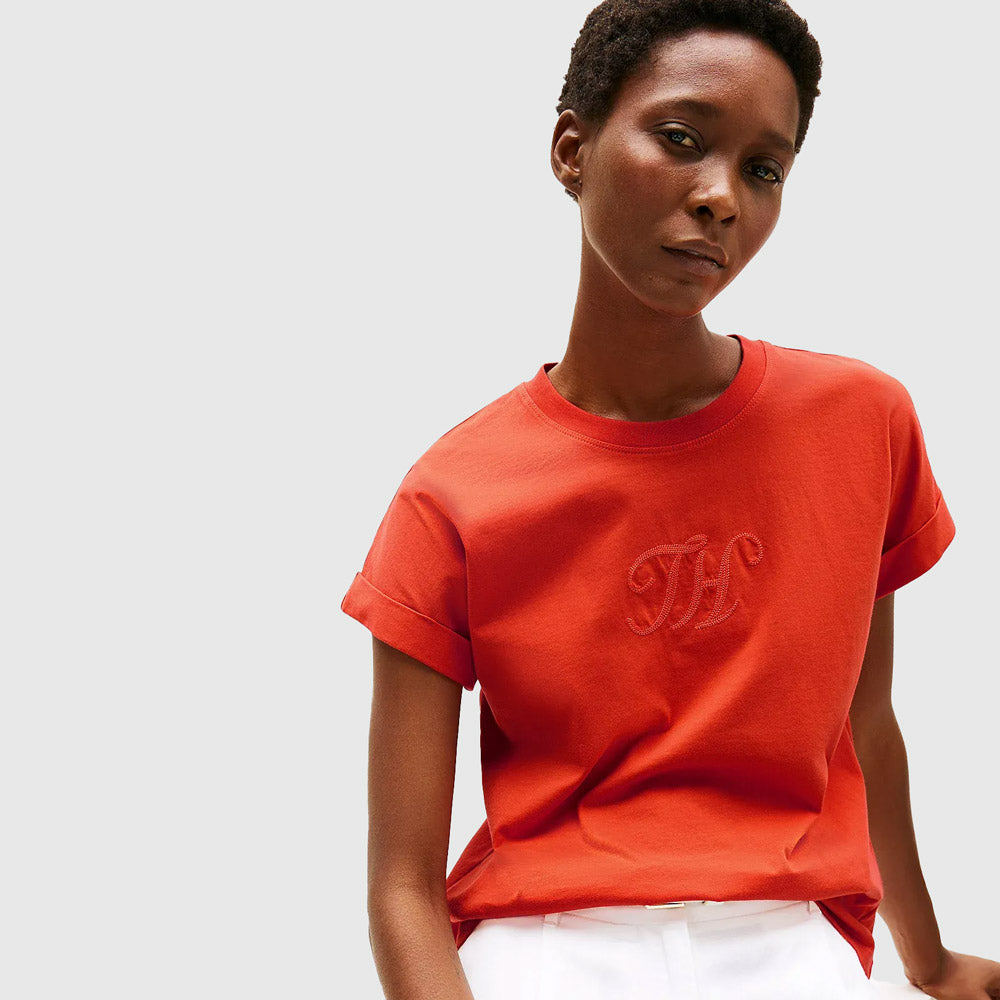 Tommy Hilfiger Floral Script T - Shirt - Orange |ThirdBaseUrban