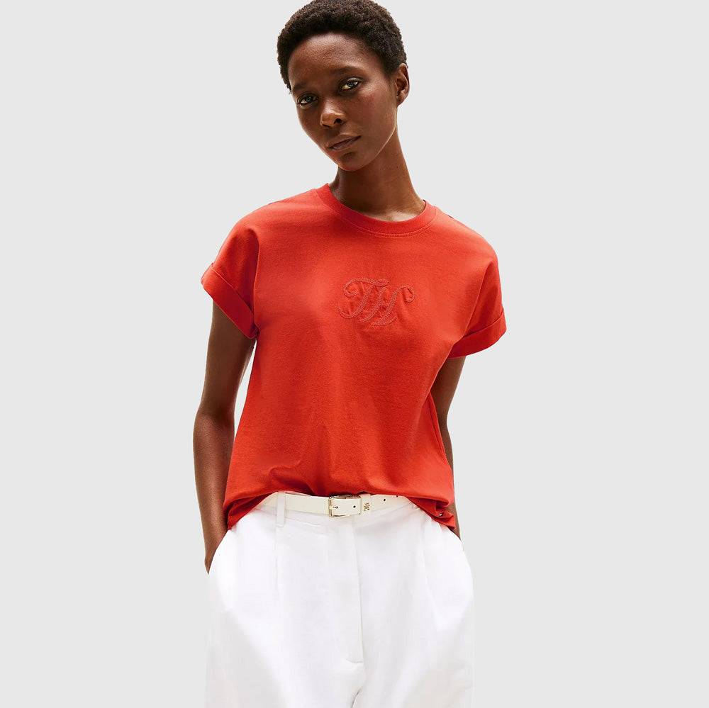 Tommy Hilfiger Floral Script T - Shirt - Orange |ThirdBaseUrban