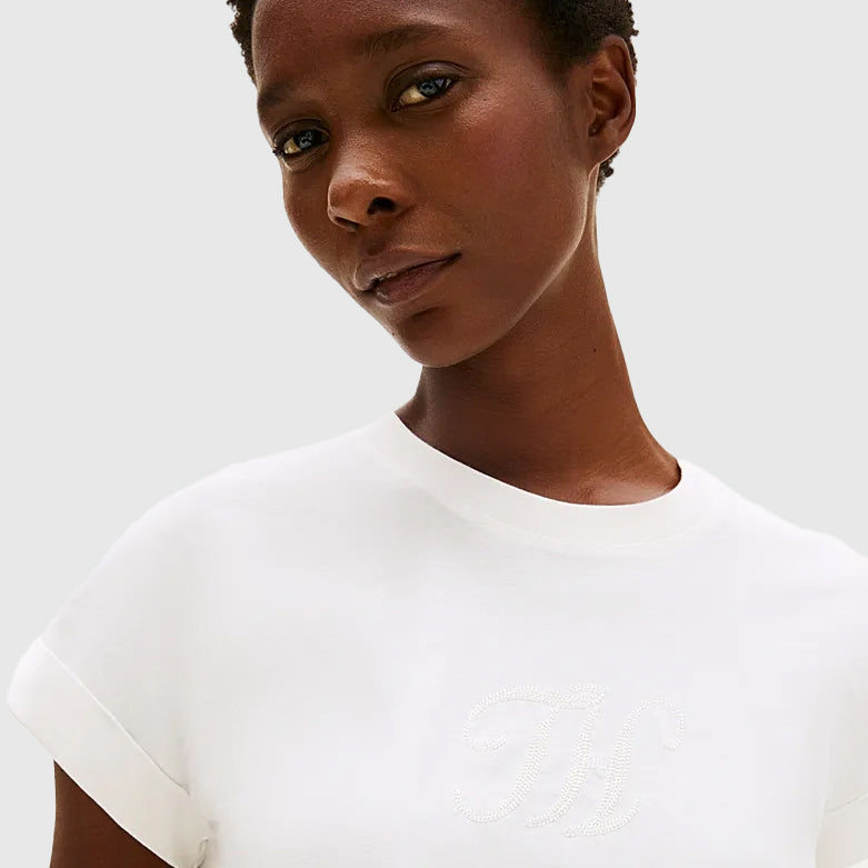 Floral Script T - Shirt - Ecru