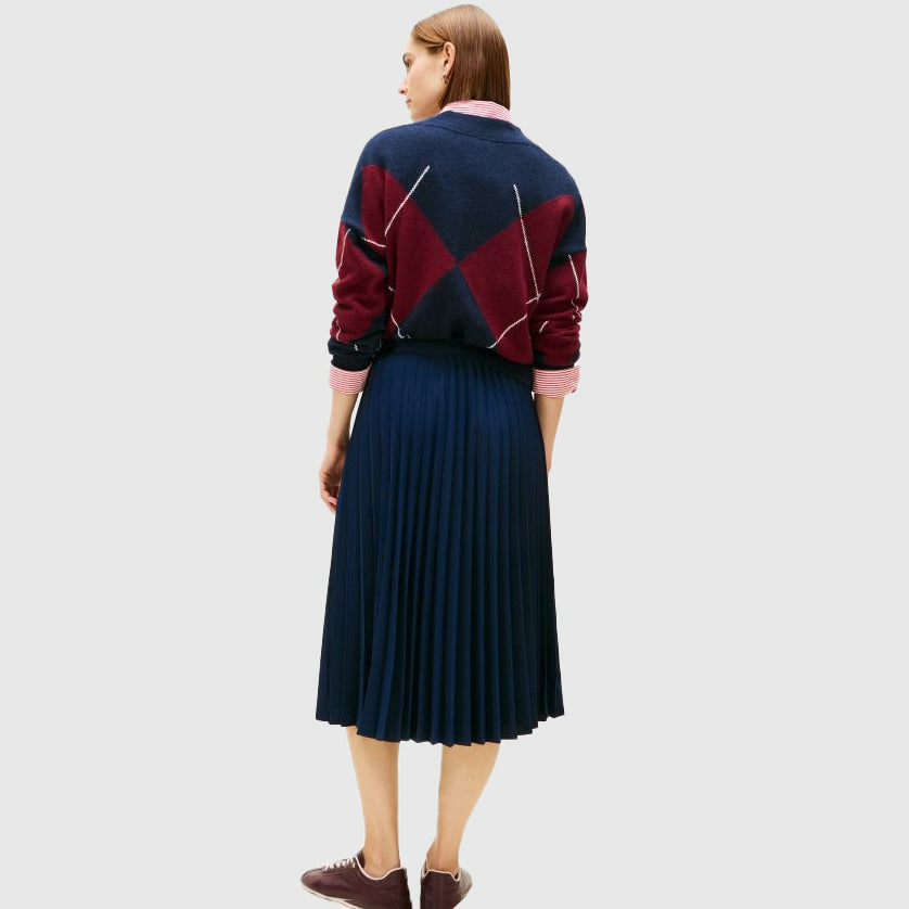 Pleated Midi Skirt - Dark Night Navy