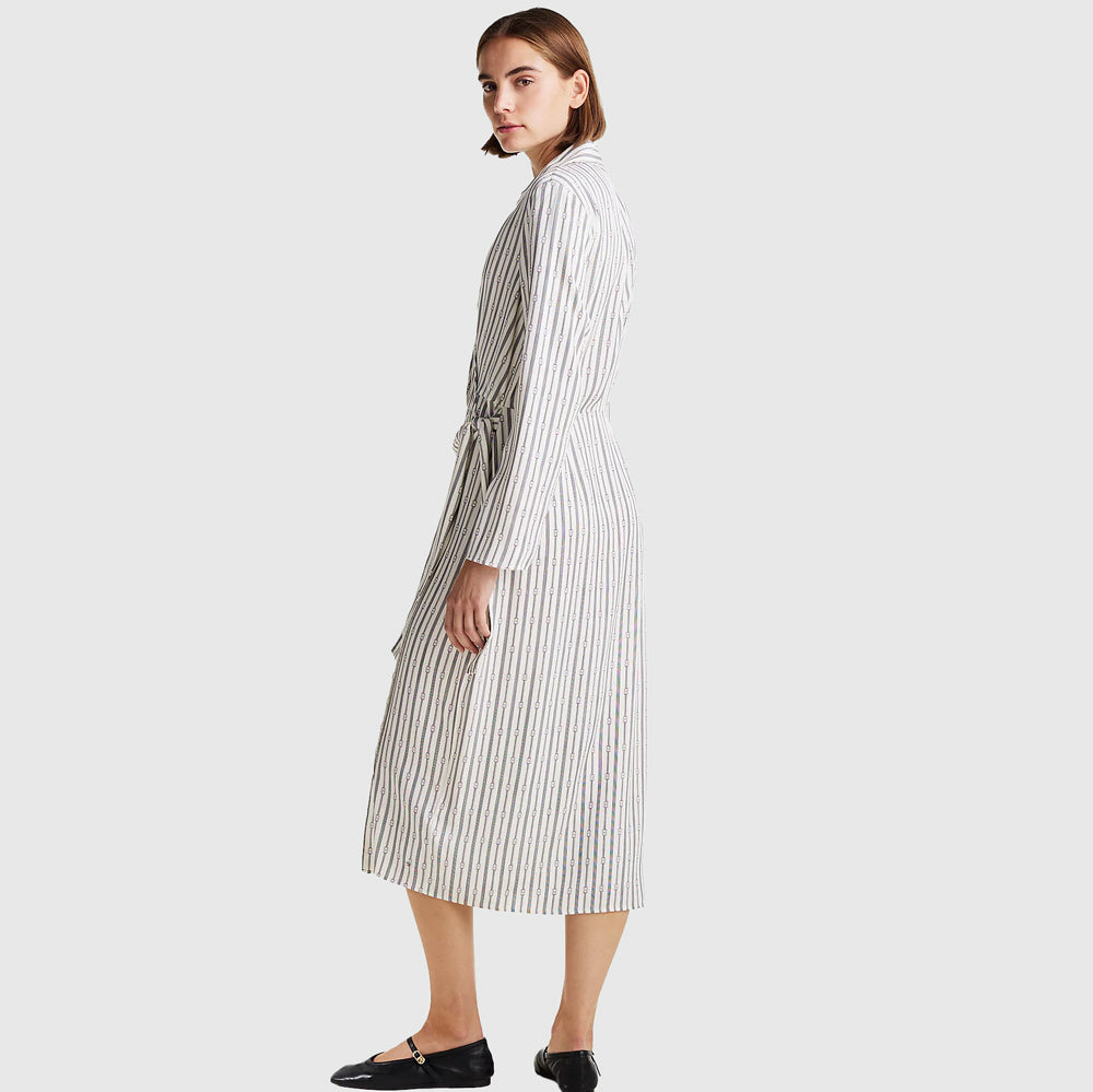 Fluid Wrap Midi Dress - Navy Multi