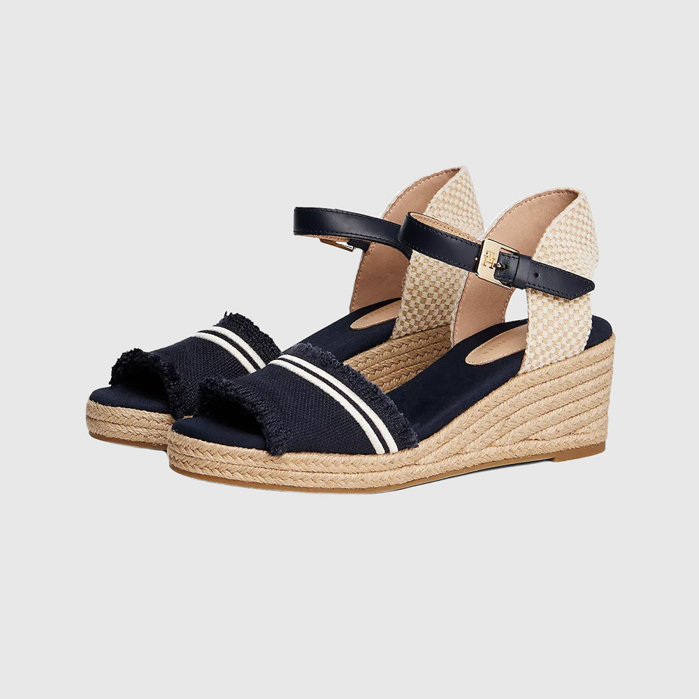 Fringe Canvas Wedge - Navy