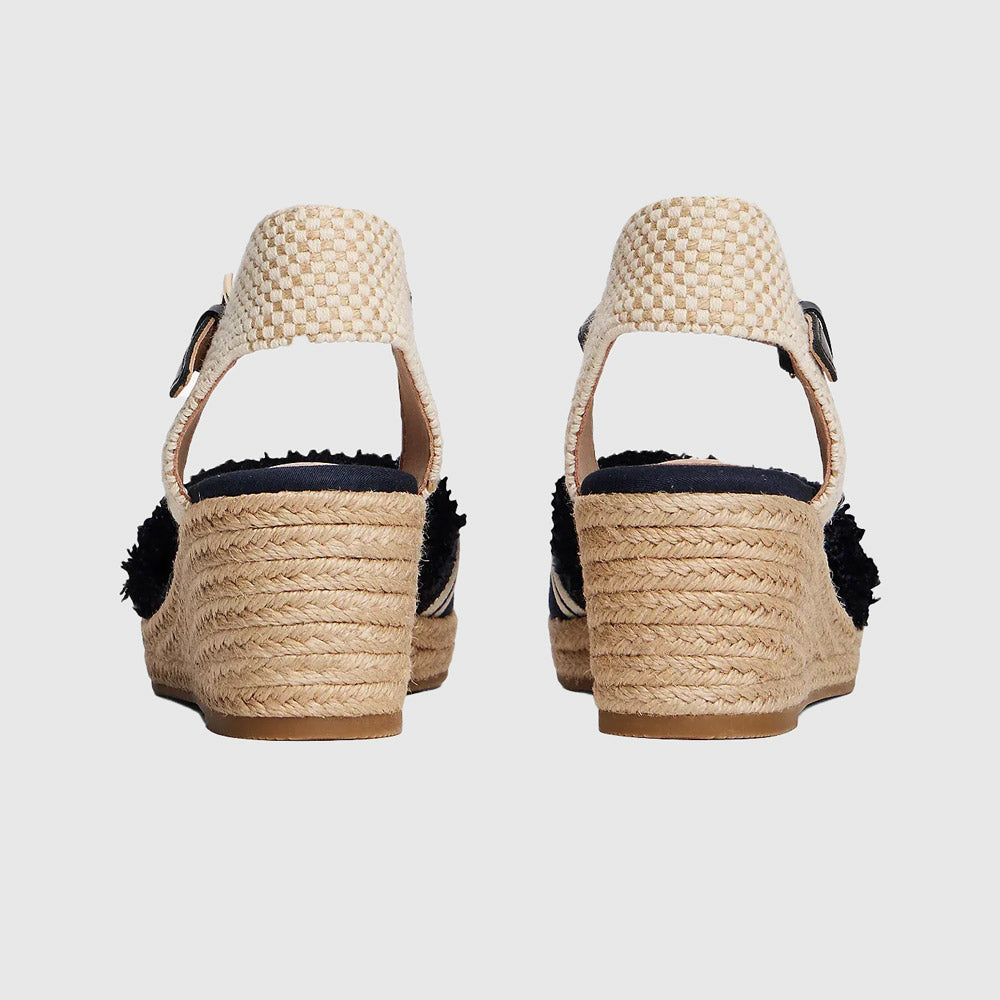 Fringe Canvas Wedge - Navy