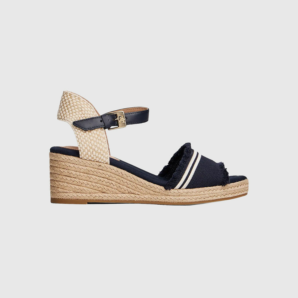 Tommy Hilfiger Fringe Canvas Wedge - Navy |ThirdBaseUrban
