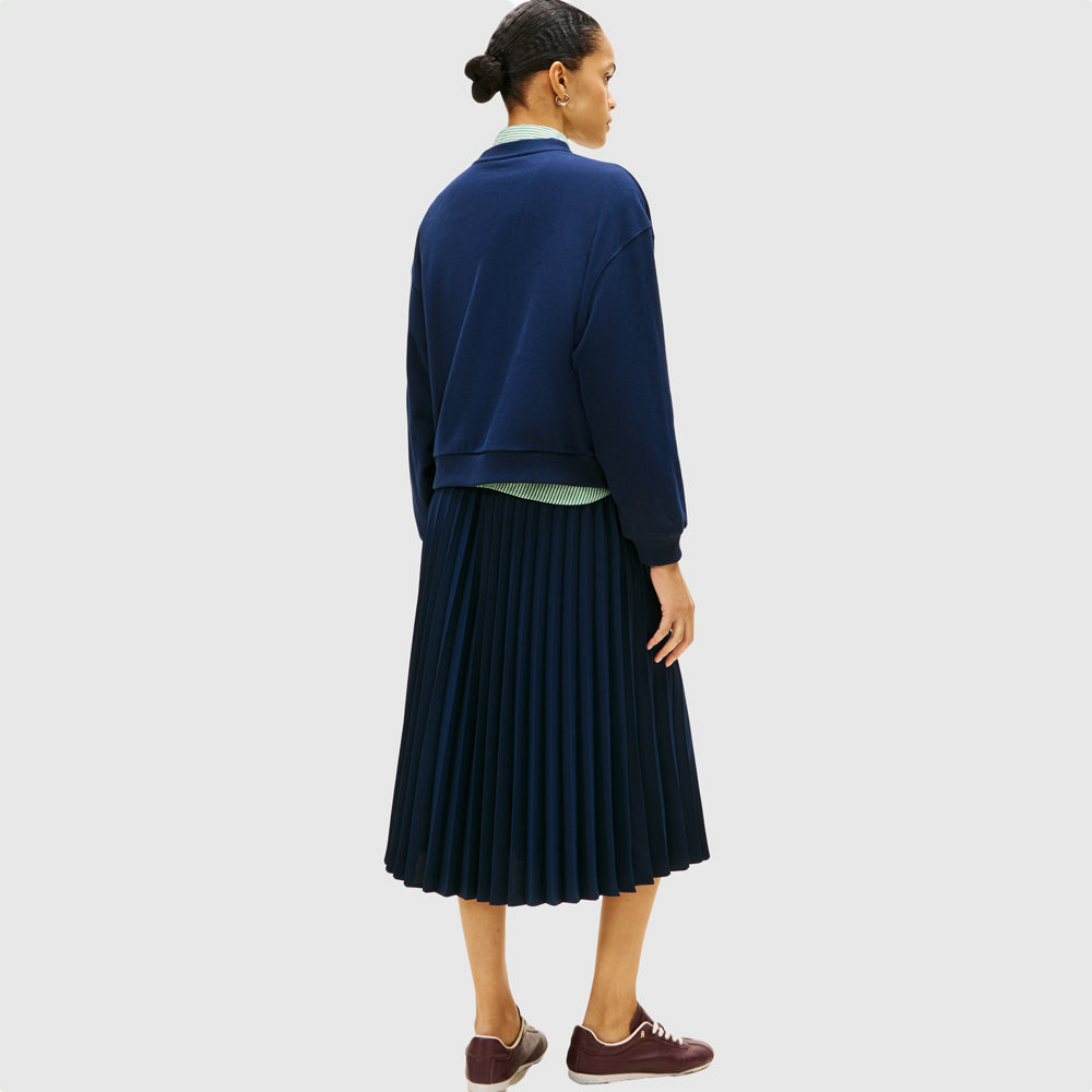 Gold Script Terry Sweatshirt - Dark Night Navy