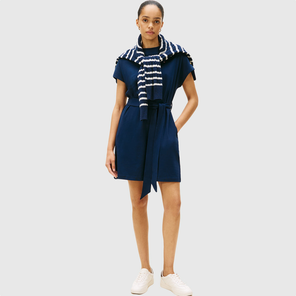 Tommy Hilfiger Gold Button Jersey Dress - Navy |ThirdBaseUrban
