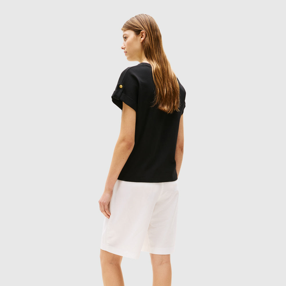 Gold Button T - Shirt - Black