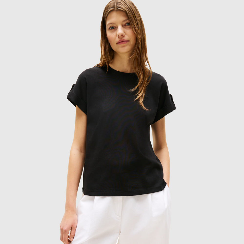 Tommy Hilfiger Gold Button T - Shirt - Black |ThirdBaseUrban