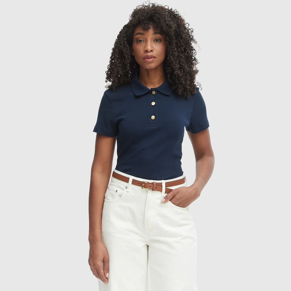 Tommy Hilfiger Gold Button Slim Golfer - Navy |ThirdBaseUrban