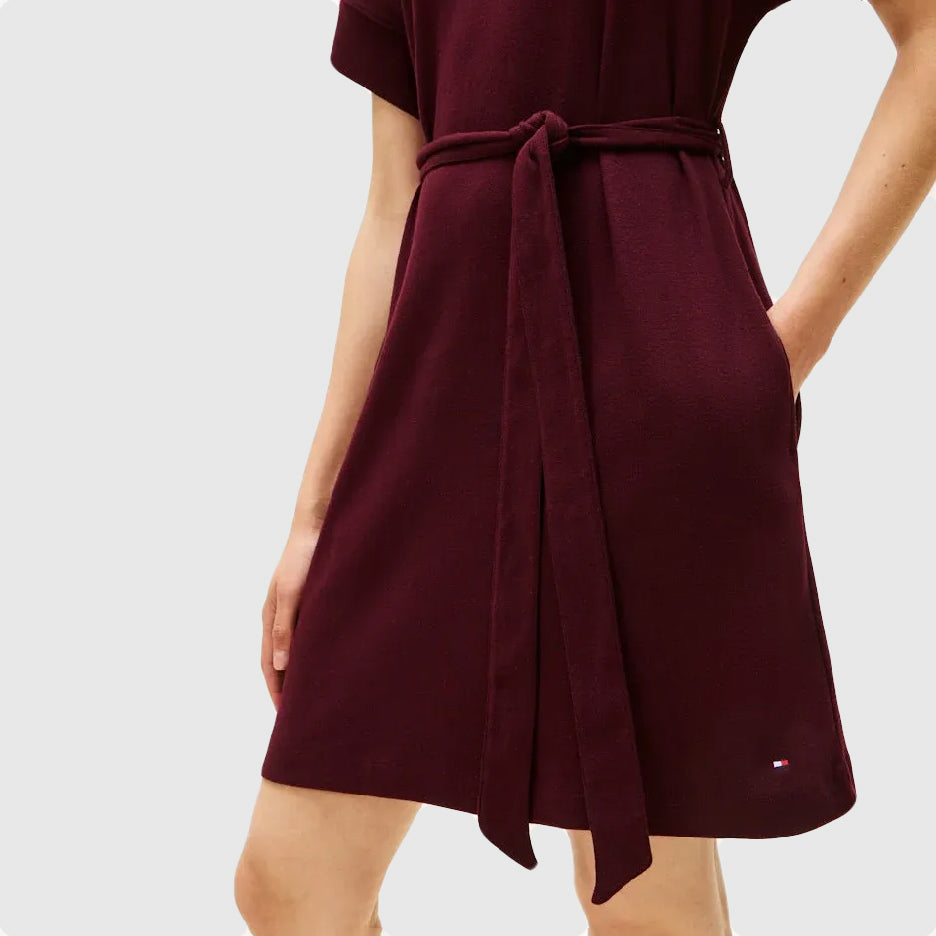 Gold Crest T-Shirt Dress - Burgundy