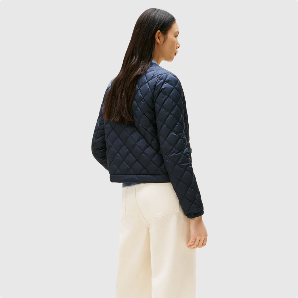 Button Quilted Jacket - Navy