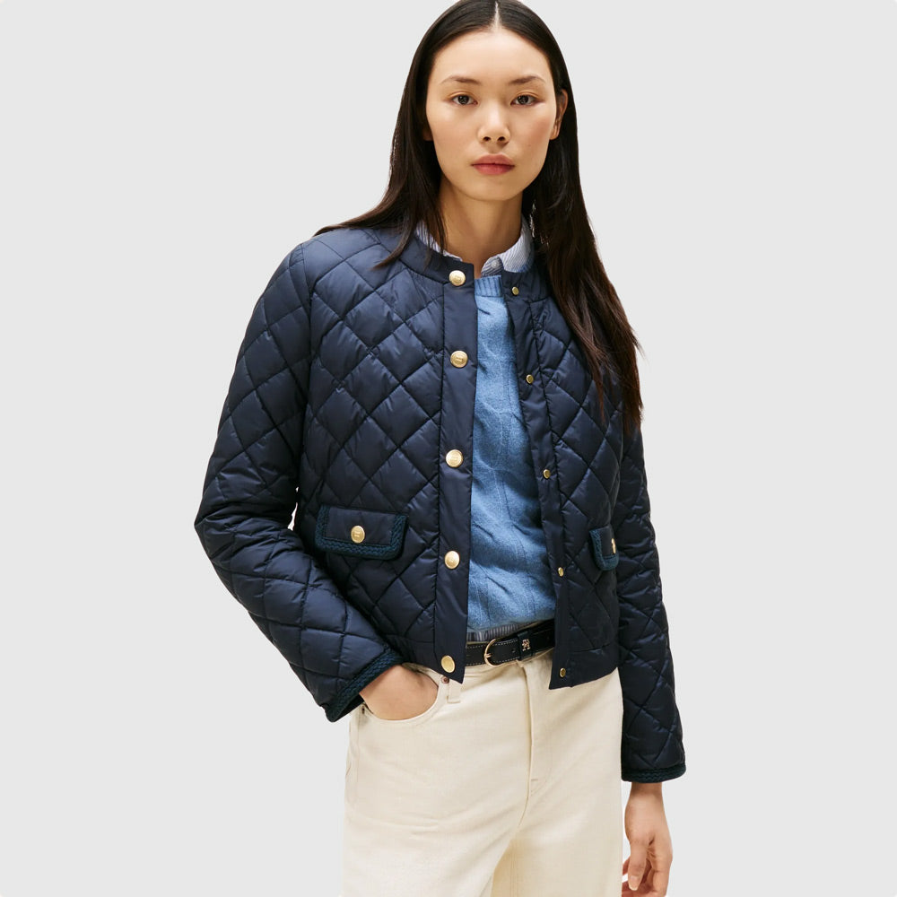 Tommy Hilfiger Button Quilted Jacket - Navy |ThirdBaseUrban
