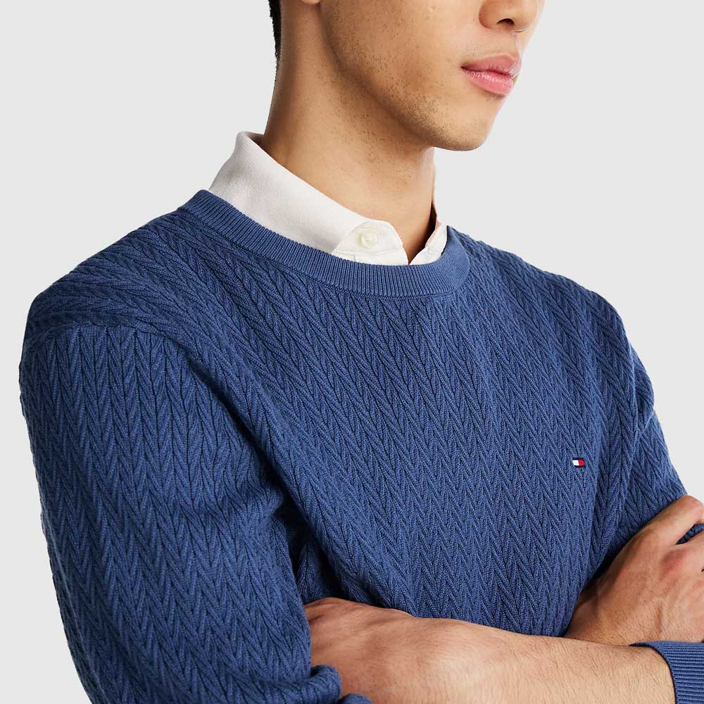 Herringbone Sweater - Steel Blue